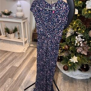 Vince Camuto Navy and Pink Jumpsuit